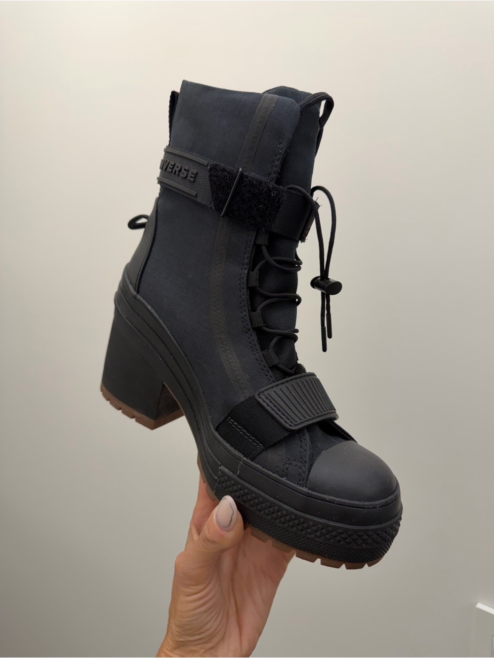 Converse Black Platform Lace-Up Heeled Boots - Picture 6 of 16